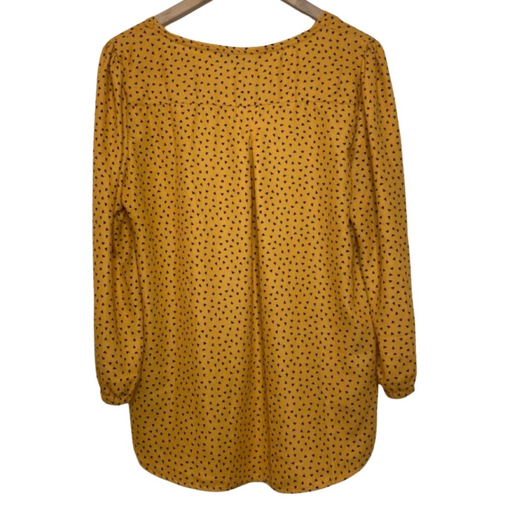 SWEET RAIN | Women's Yellow & Black Geometric Long Sleeve Blouse | Size L - Picture 7 of 13